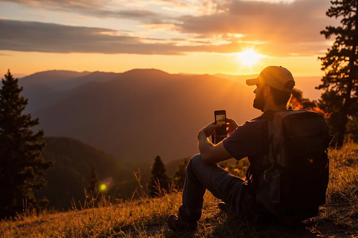 Scenic Montana landscape at sunset with traveler enjoying mountain view, representing that bugs don't define the travel experience