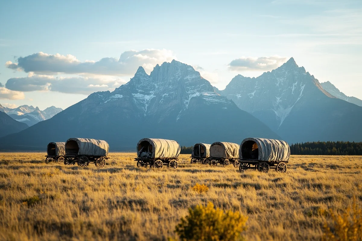 Scenic mountain landscape showing the terrain Montana pioneers crossed with covered wagons