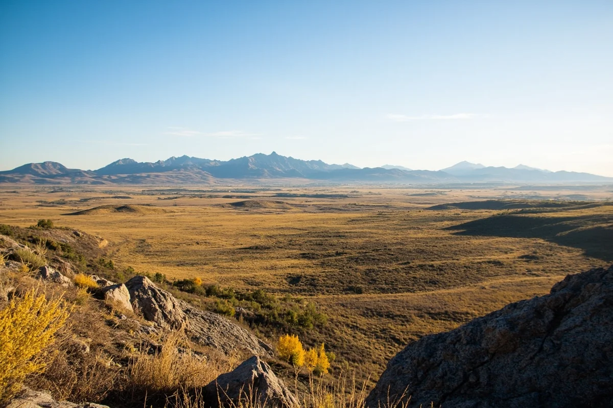 Scenic overlook of the Rocky Mountain Front with mountains meeting prairie