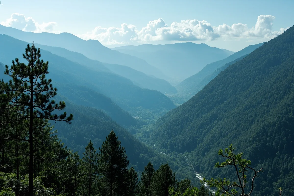 Scenic overlook showing mountains and forest in the region surrounding Martin Falls