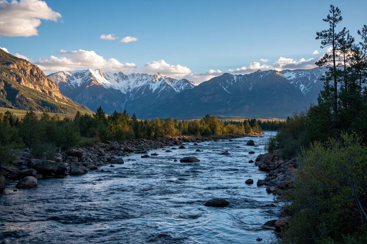 Scenic shot of Ruby Range with Ruby River in foreground