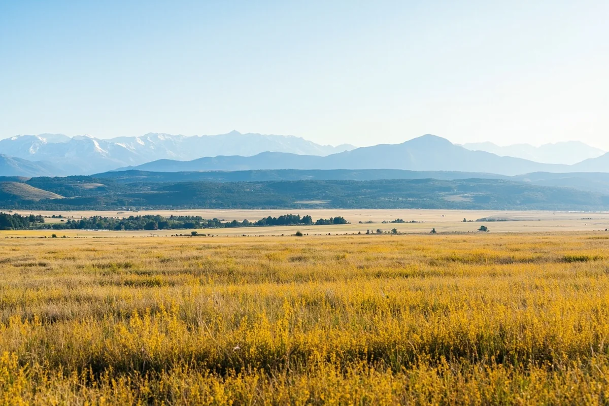 Scenic view of the Montana countryside near Lewistown with the Judith Mountains in the background