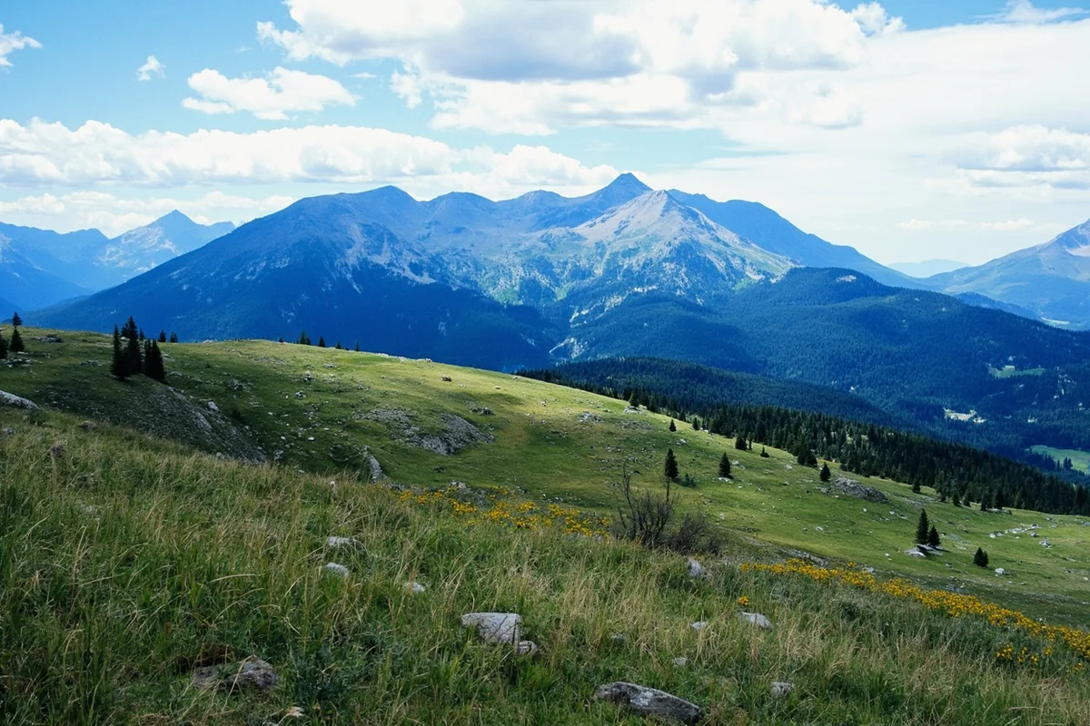 Scenic view of the Rocky Mountains in Montana showing the landlocked mountain terrain