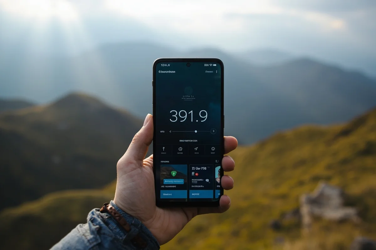 Screenshot comparison of VPN apps on mobile phone with Montana landscape in background