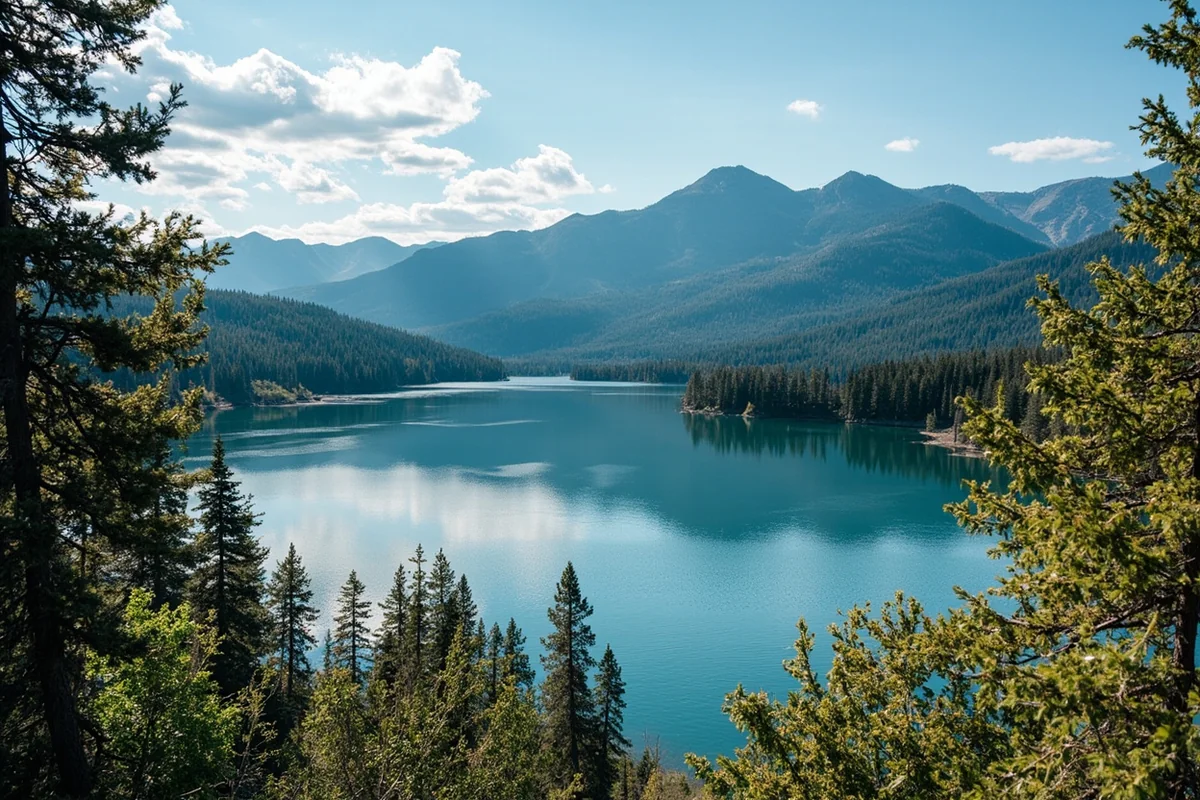 Seeley Lake area with mountains in background showing broader regional context