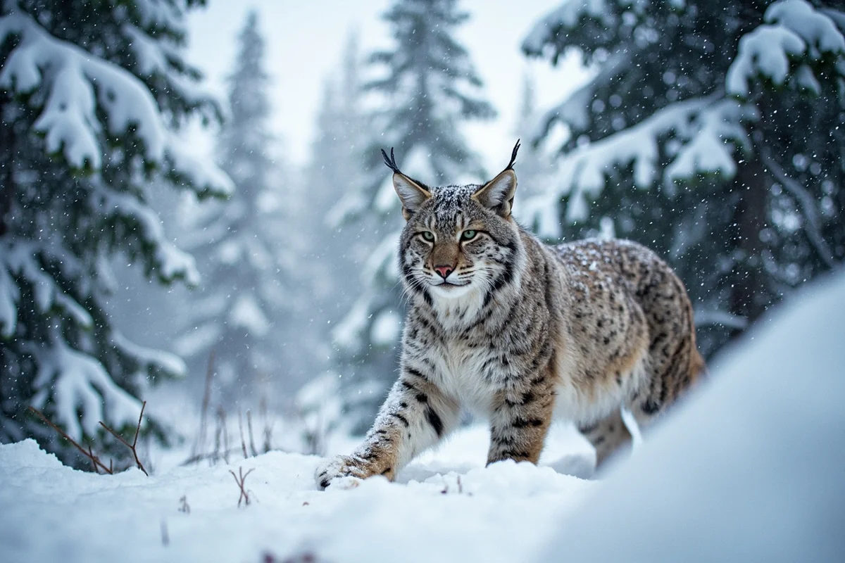 Snow-covered subalpine forest in Montana's Seeley-Swan Valley, typical lynx habitat