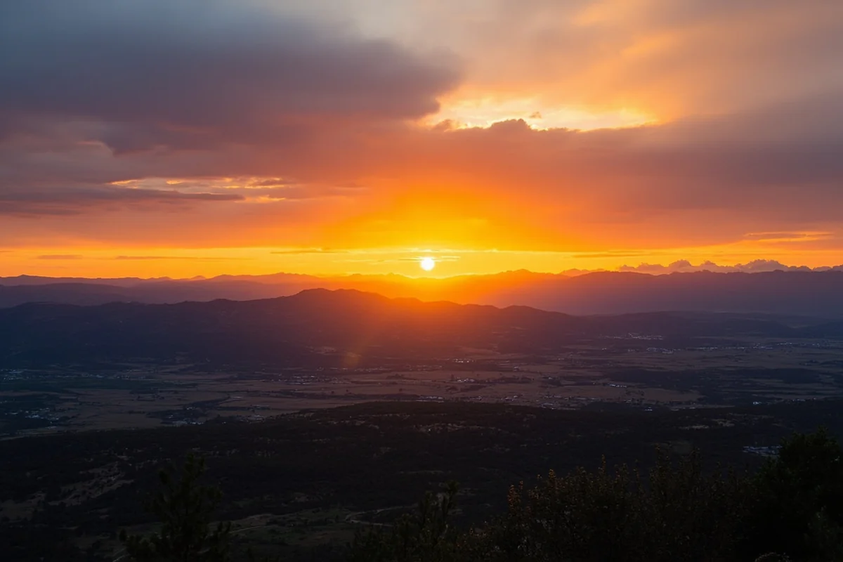 Sunset over a Montana valley with mountains in the distance, capturing the essence of Big Sky Country's beauty