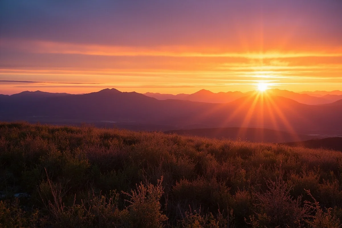 Sunset over Montana mountains with Big Sky visible