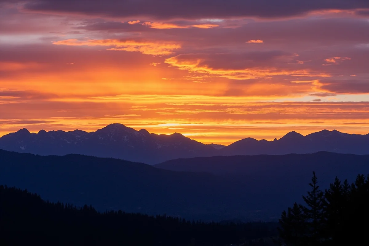 Sunset over Montana mountains with expansive sky, representing the freedom and open spaces that define the state