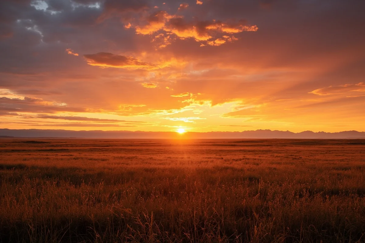 Sunset over Montana prairie showing vast open landscape that drew pioneers west
