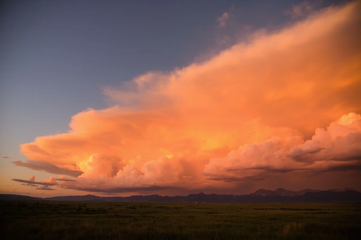 Sunset over Montana's Big Sky landscape with dramatic cloud formations