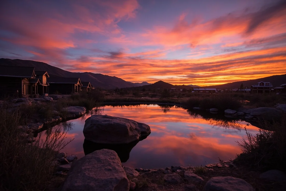 Sunset view from Wild Horse Hot Springs property