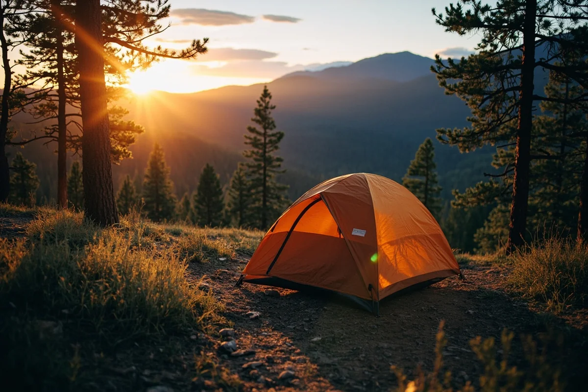 Tent at dispersed camping site in Montana national forest