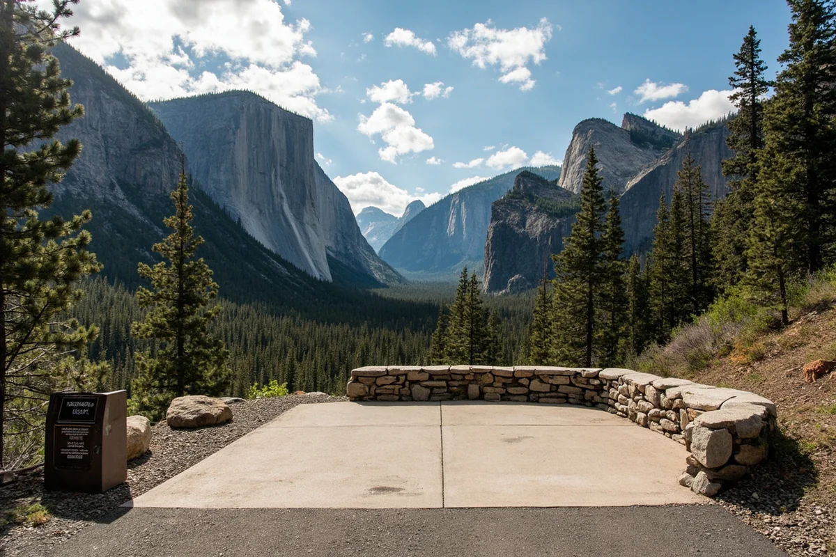The paved pullout viewing area at McDonald Falls showing accessibility