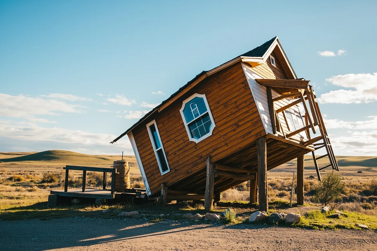 Tilted house at Montana Vortex tourist attraction