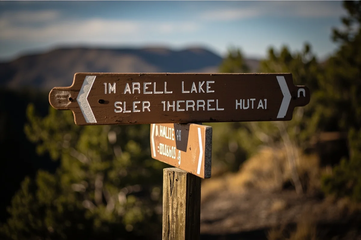 Trail junction sign showing directions to Morrell Lake and Morrell Falls