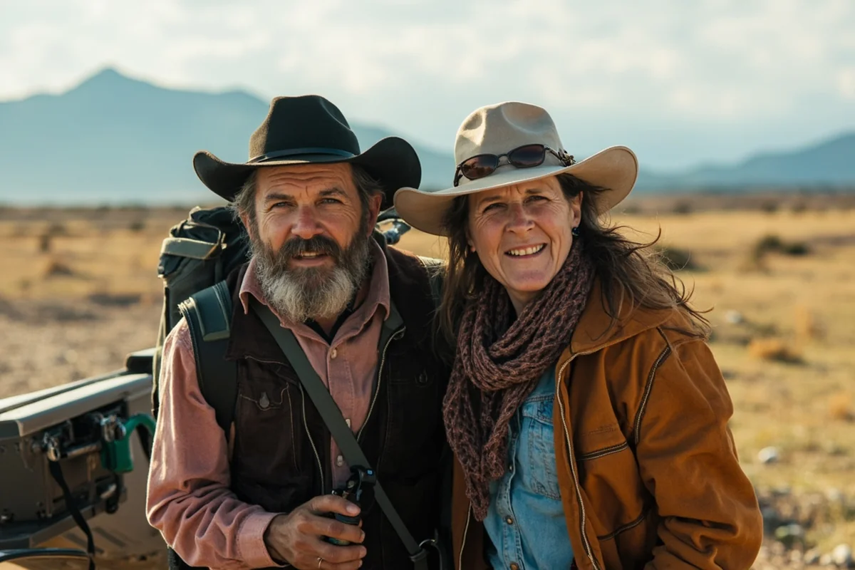 Travelers preparing for a Montana road trip, showing appropriate Western gear and equipment