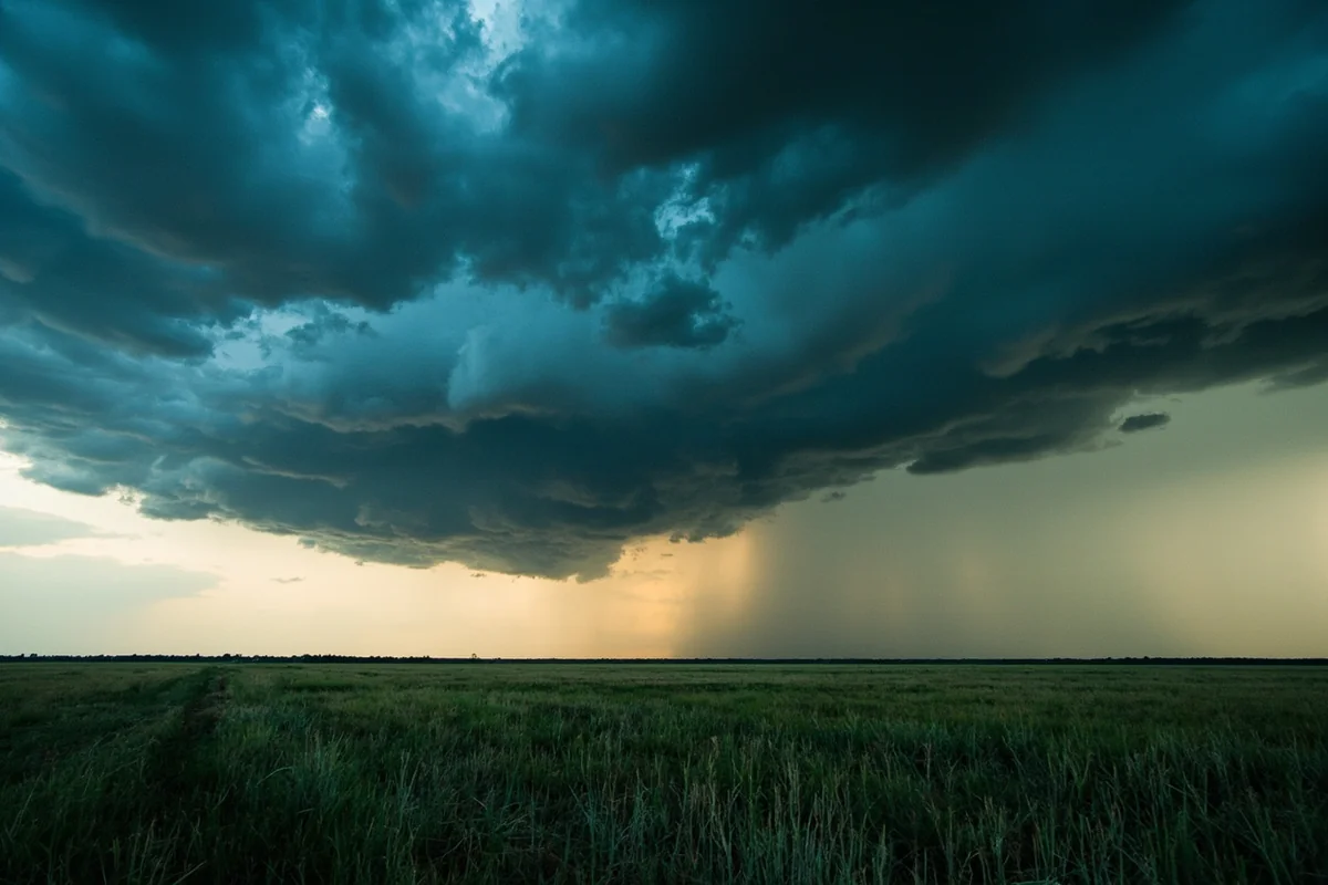 Weather radar display showing severe thunderstorm activity over eastern Montana during summer