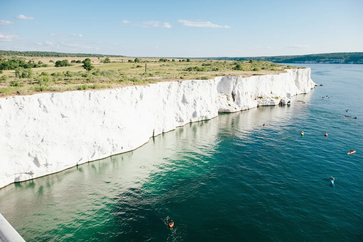 White Cliffs of the Missouri River with kayakers on the water below