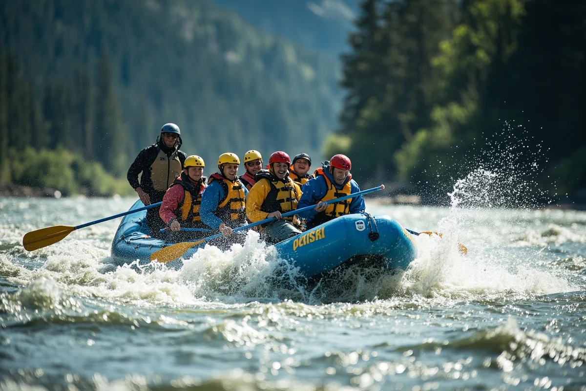 Whitewater rafting group on the Middle Fork of the Flathead River