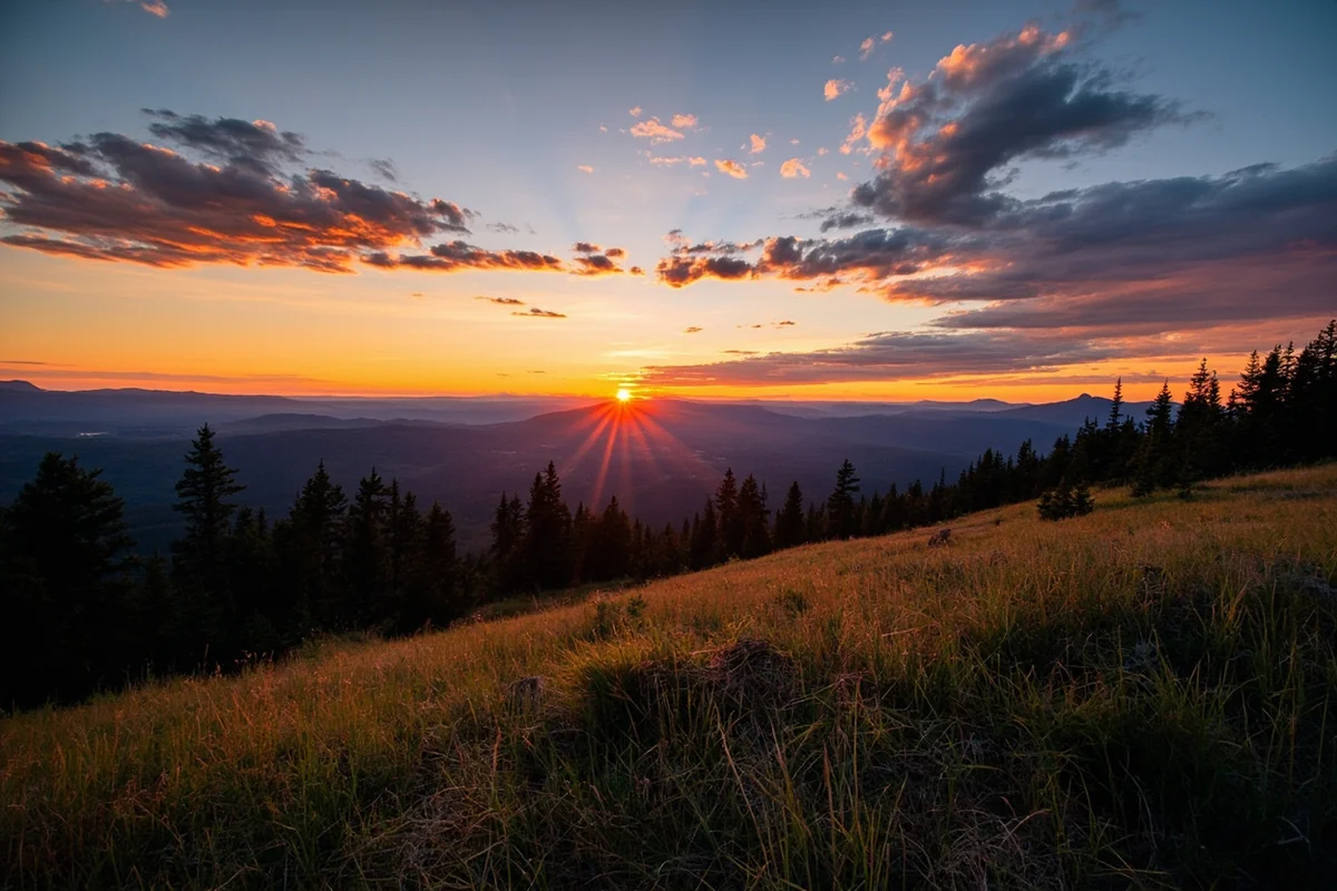 Wide landscape shot of Montana wilderness at sunset, representing protected habitat