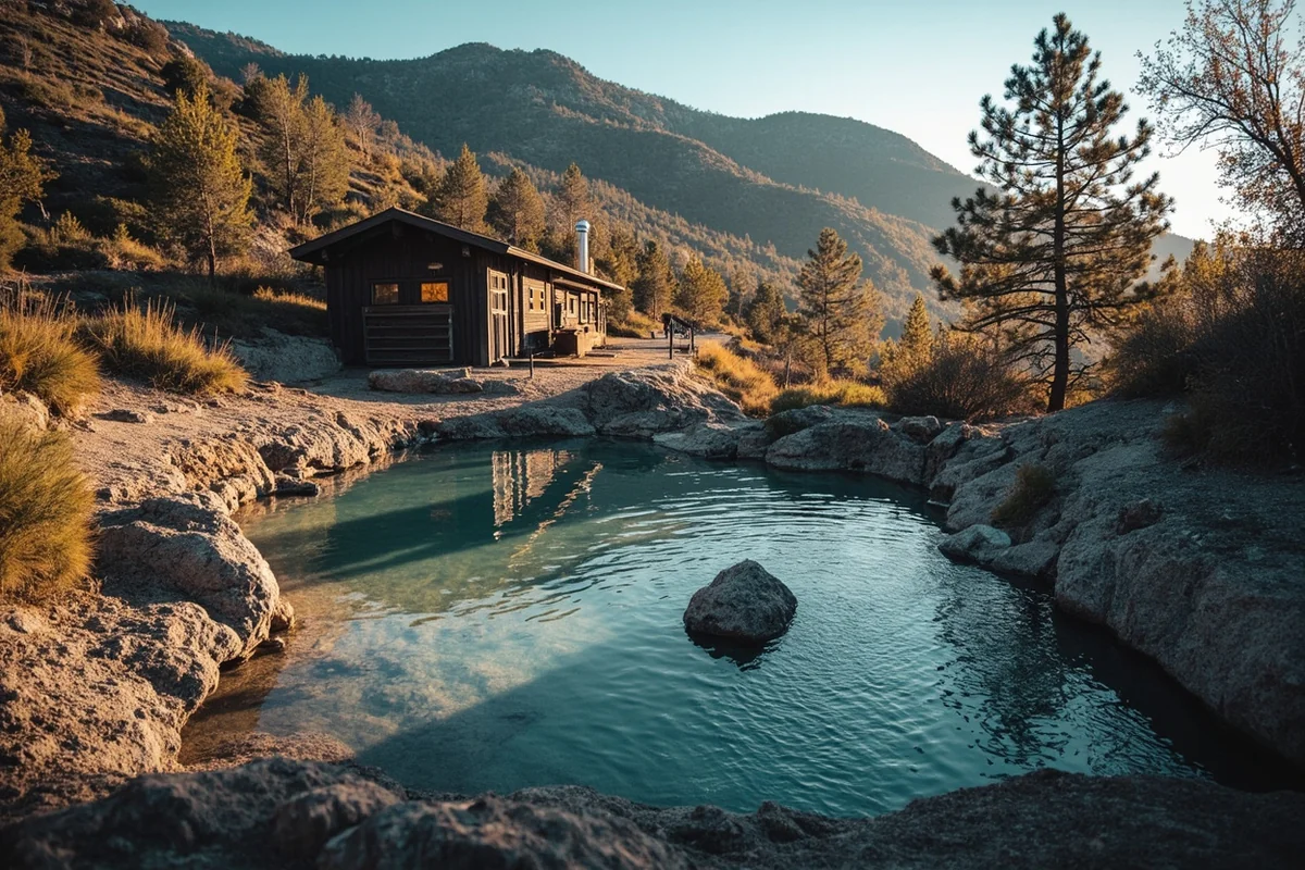 Wide shot showing the access area and natural setting of Nimrod Hot Springs