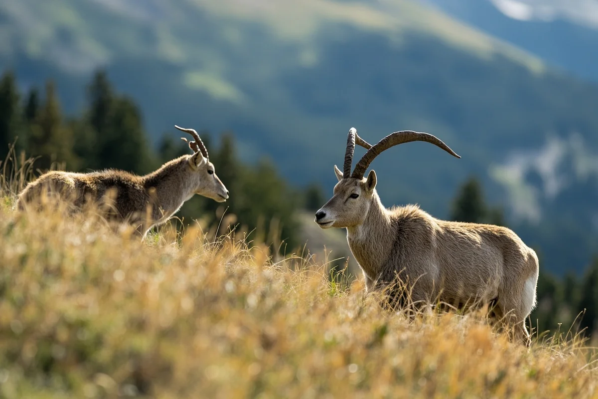 Wildlife in Montana wilderness - mountain goats or deer in natural setting
