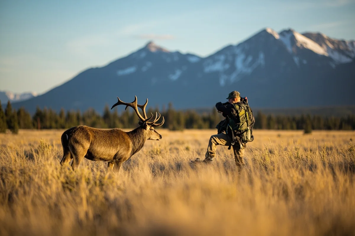 Wildlife photographer maintaining respectful distance while observing in Montana wilderness