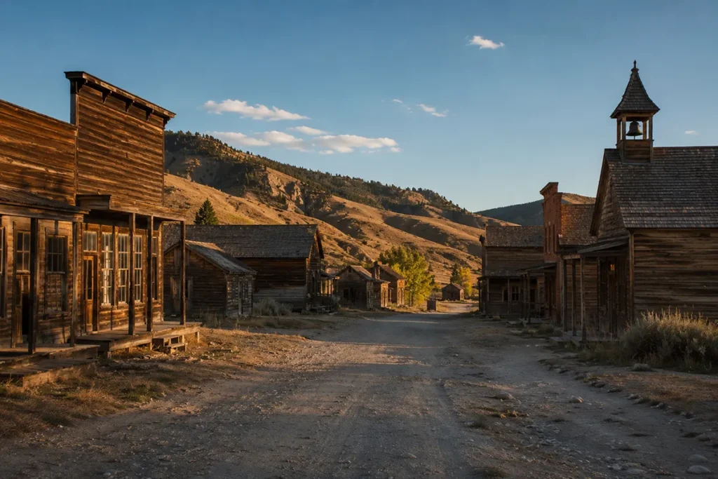 Bannack ghost town Montana historic buildings wooden structures preserved state park