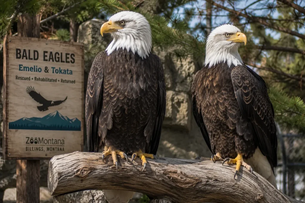 Bald eagles in ZooMontana exhibit