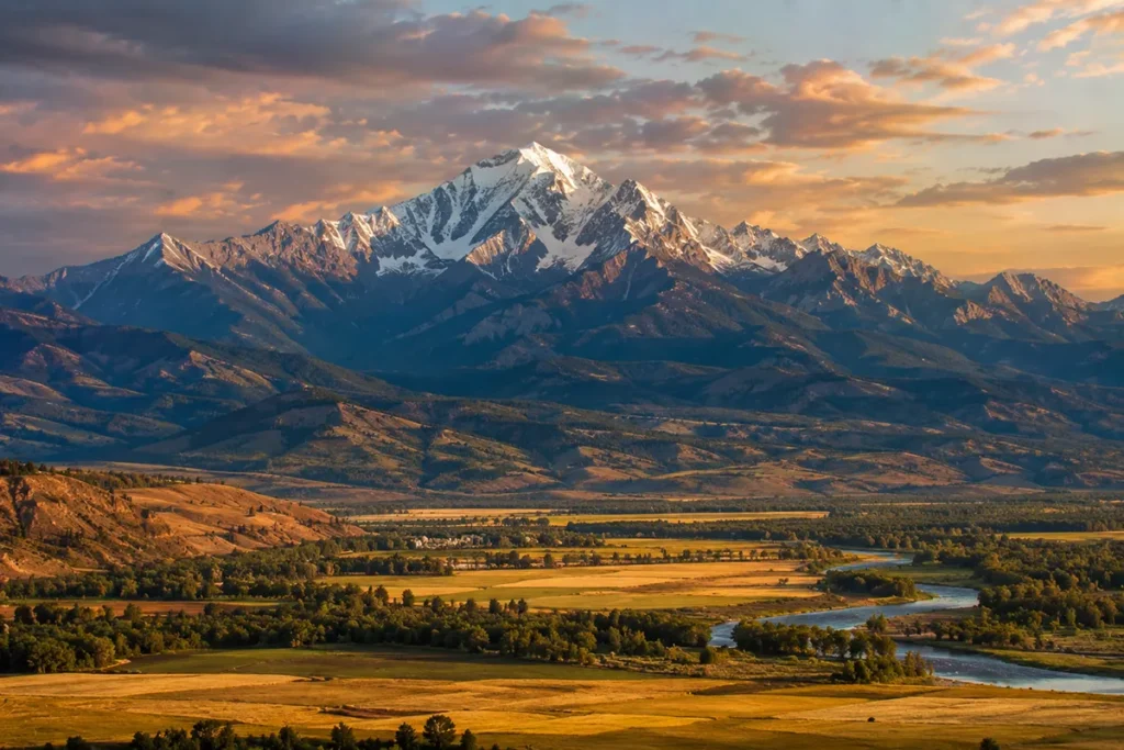 Emigrant Peak rising above Paradise Valley in Montana's Absaroka Range