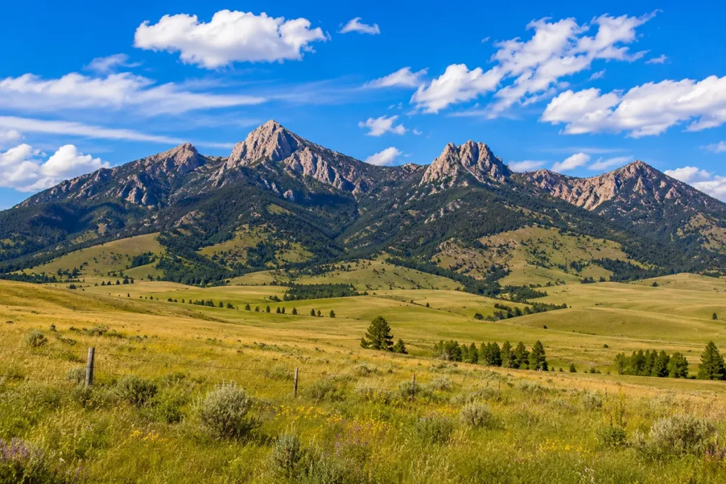 Judith Mountains rising above central Montana prairie near Lewistown in Fergus County