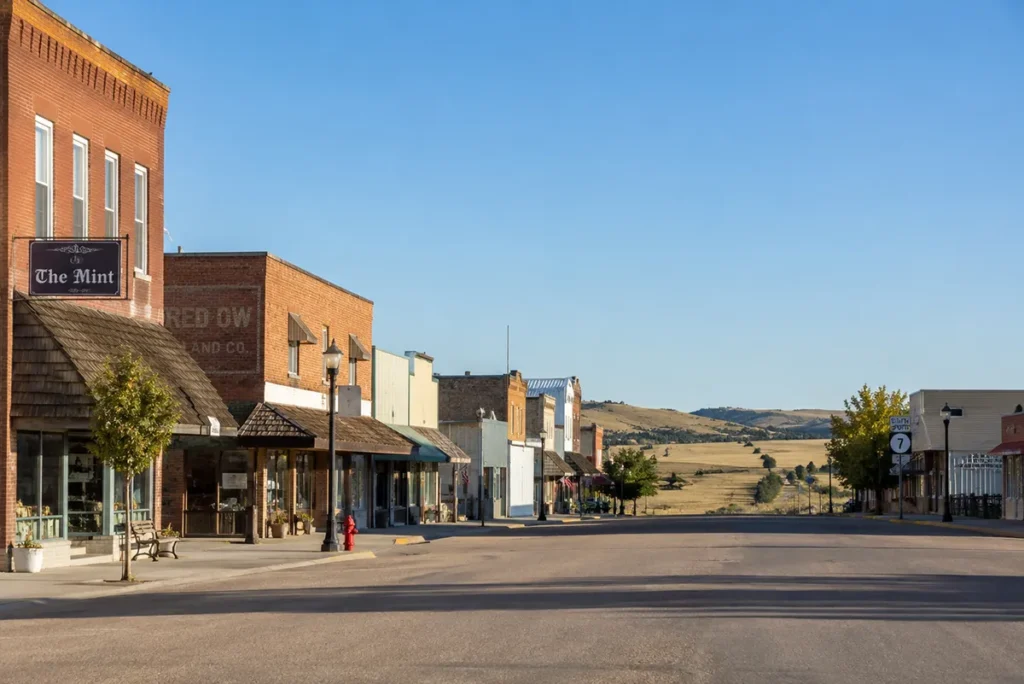 Ekalaka Montana main street with Carter County Museum building
