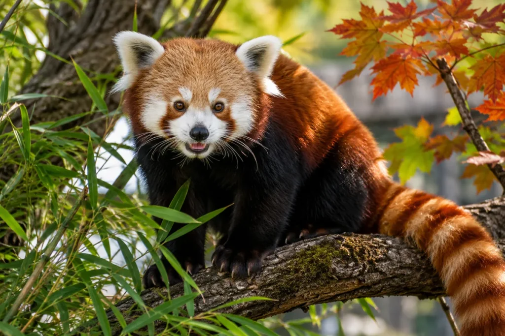 Red panda in a tree at ZooMontana Billings Montana in the Asia Region exhibit