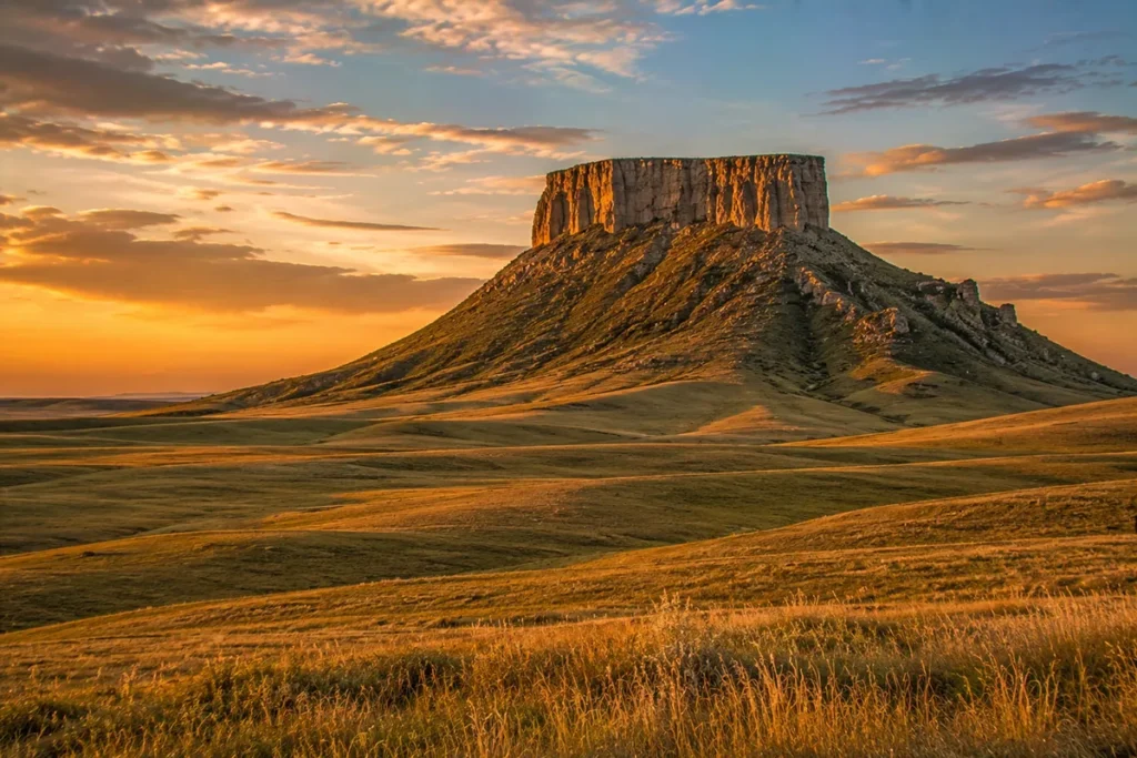 Square Butte flat-topped mountain east of the Highwood Mountains