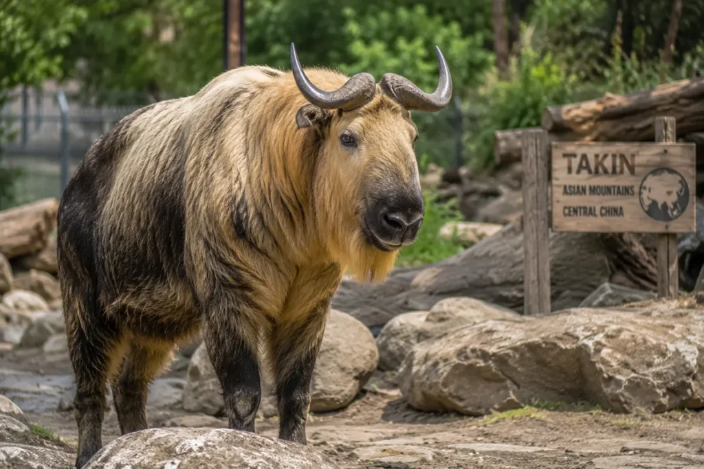 Takin in a wildlife enclosure