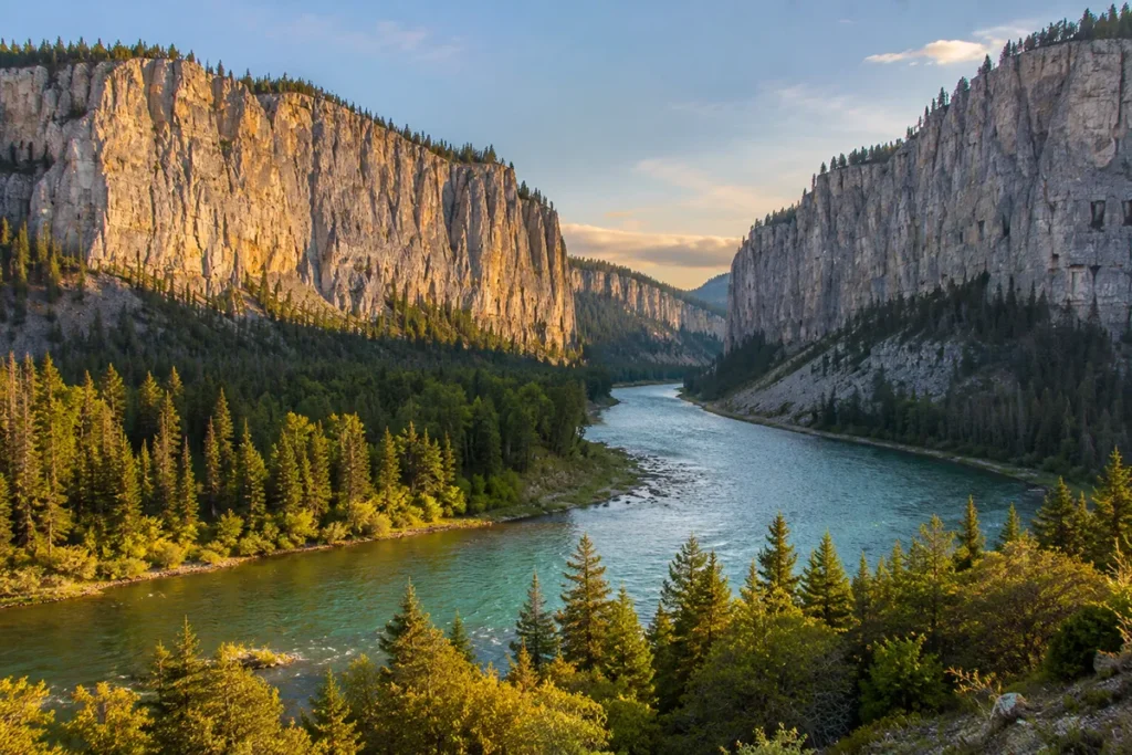 The Smith River canyon with limestone cliffs between the Little Belt and Big Belt Mountains