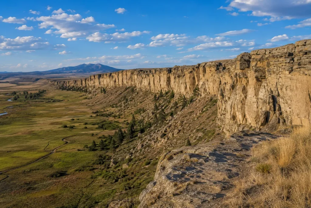 Ulm Pishkun State Park buffalo jump cliff edge in Cascade County Montana