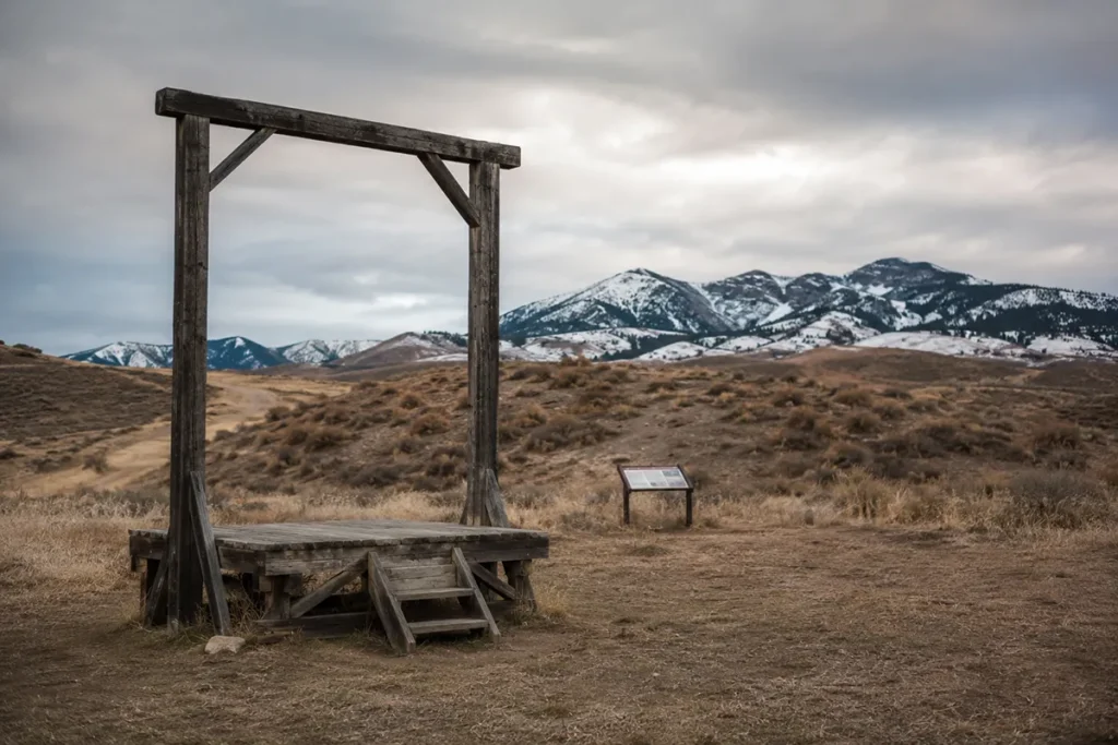 Reconstructed gallows at Bannack State Park where Sheriff Henry Plummer was hanged in 1864