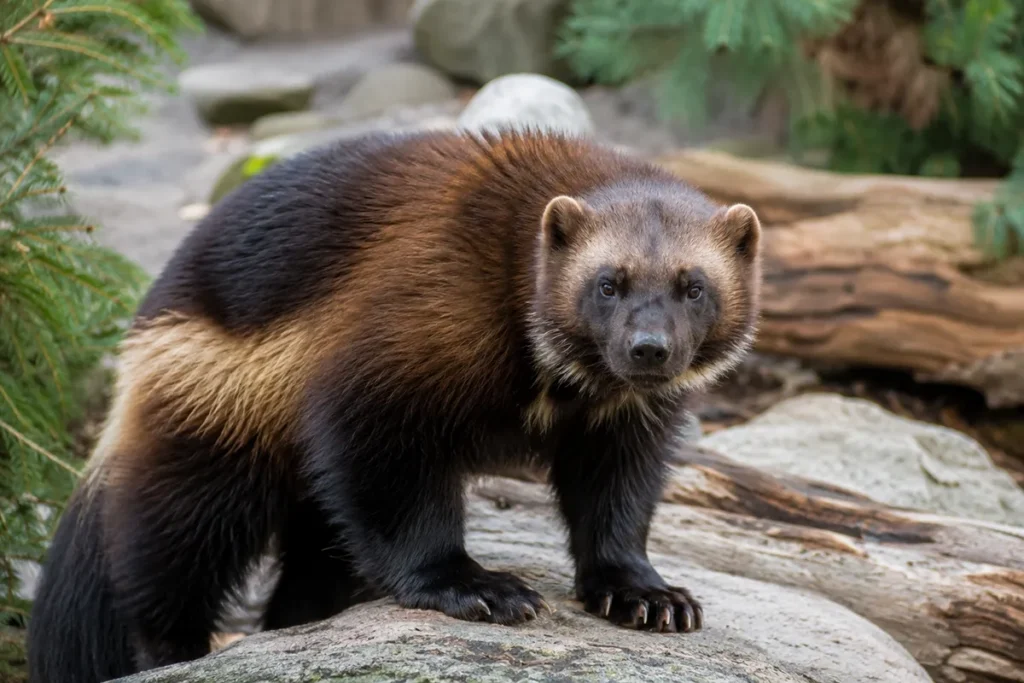Wolverine in natural rocky habitat