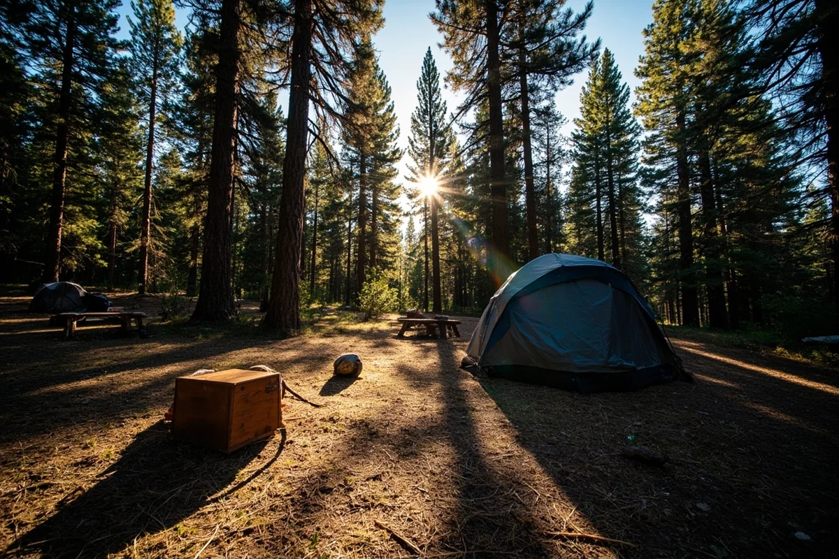 Dispersed campsite in ponderosa pine forest in the Beaverhead-Deerlodge National Forest near Boulder, Montana