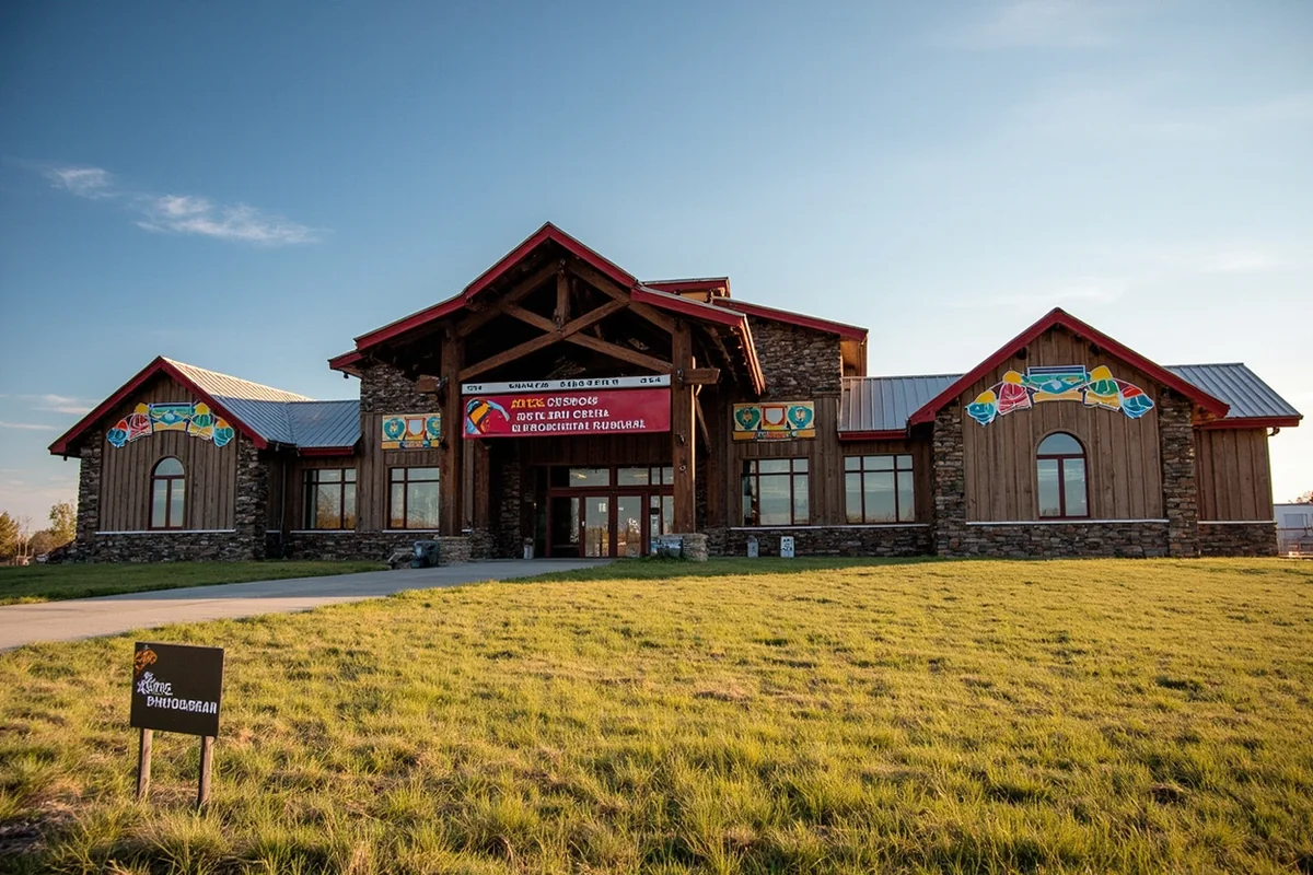 entrance to the Assiniboine and Sioux Cultural Center and Museum in Poplar, Montana