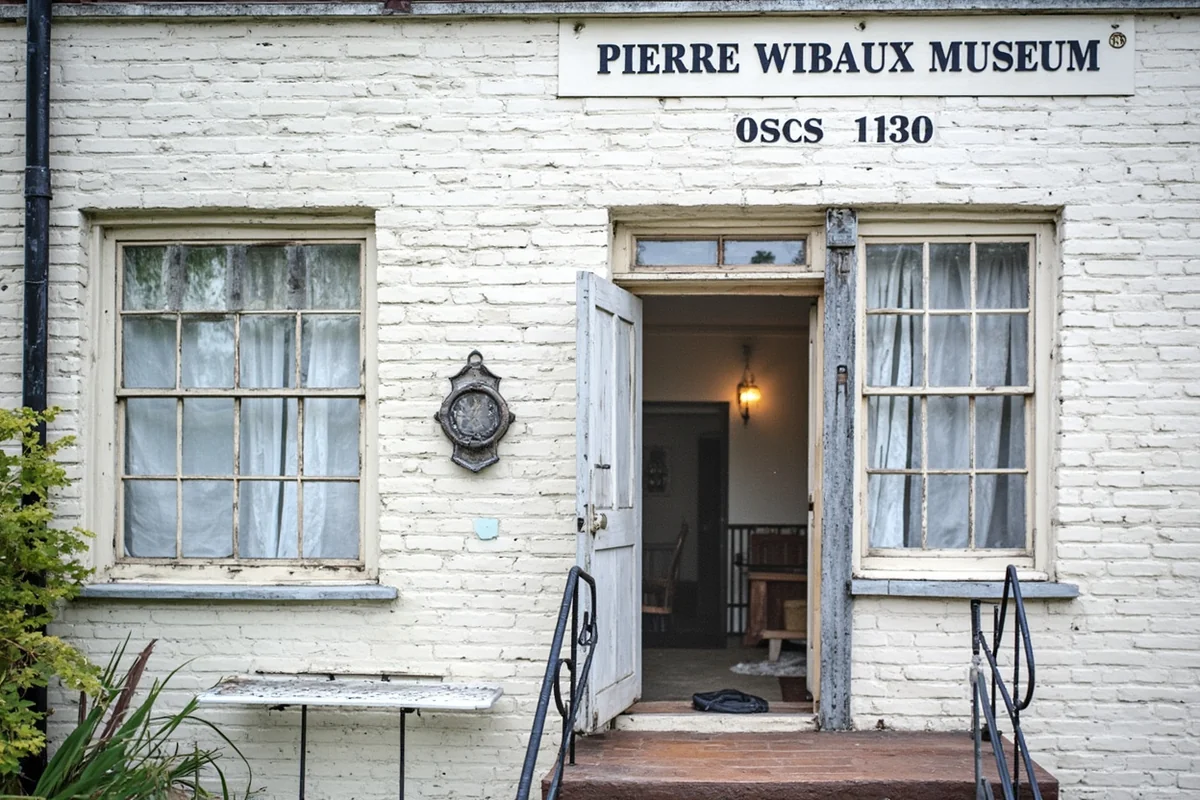 Exterior of the Pierre Wibaux Museum in Wibaux town, showing the historic white building with signage
