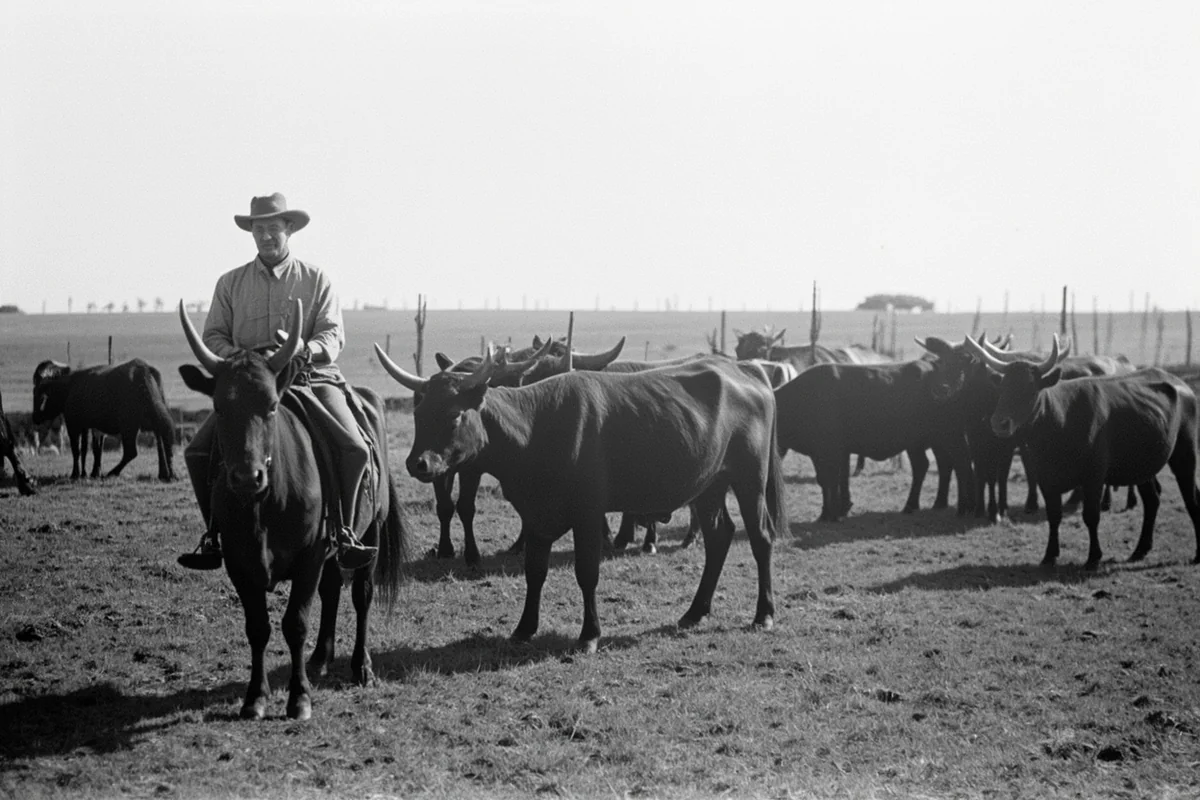 Historic black-and-white photograph of Pierre Wibaux's cattle operations in eastern Montana, circa late 1880s