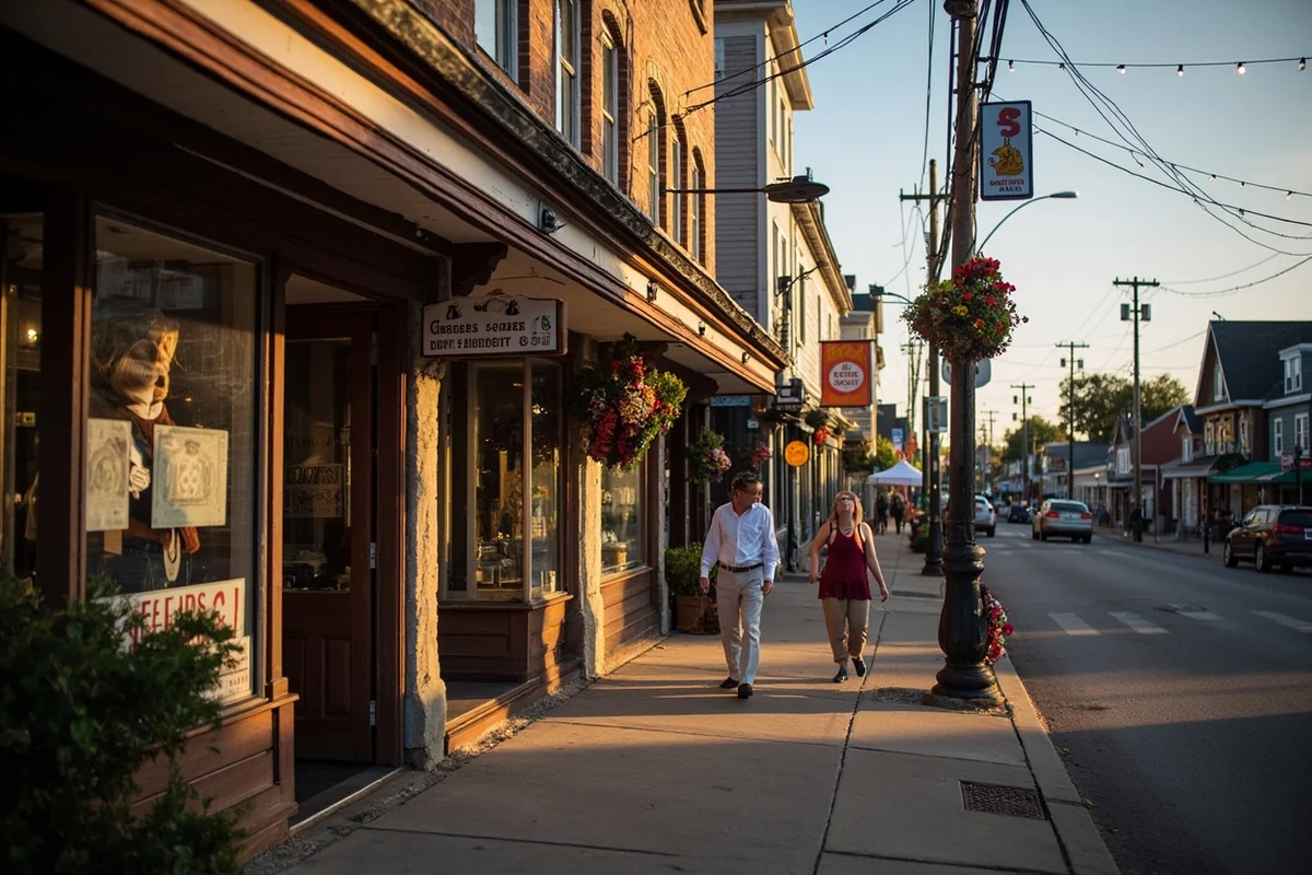 Historic downtown Scobey main street with vintage storefronts during the Dirty Shame Show festival