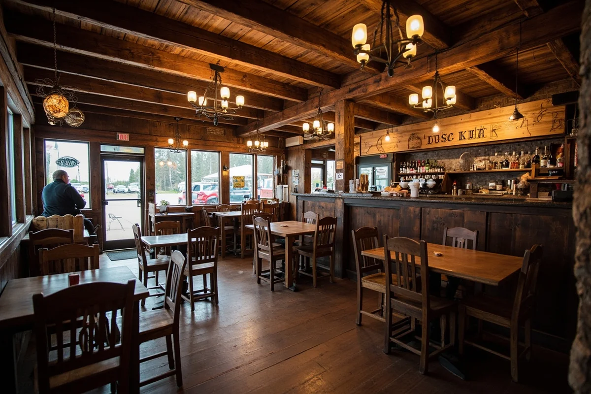 Interior of local business or café in Jordan Montana showing authentic frontier atmosphere