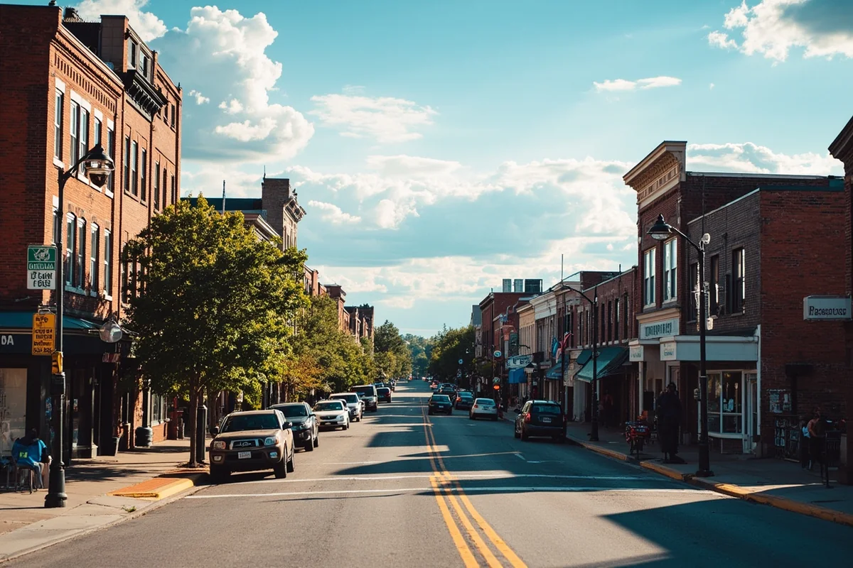 Montana Avenue in downtown Billings showing historic brick buildings, local restaurants and the wide street on a summer afternoon