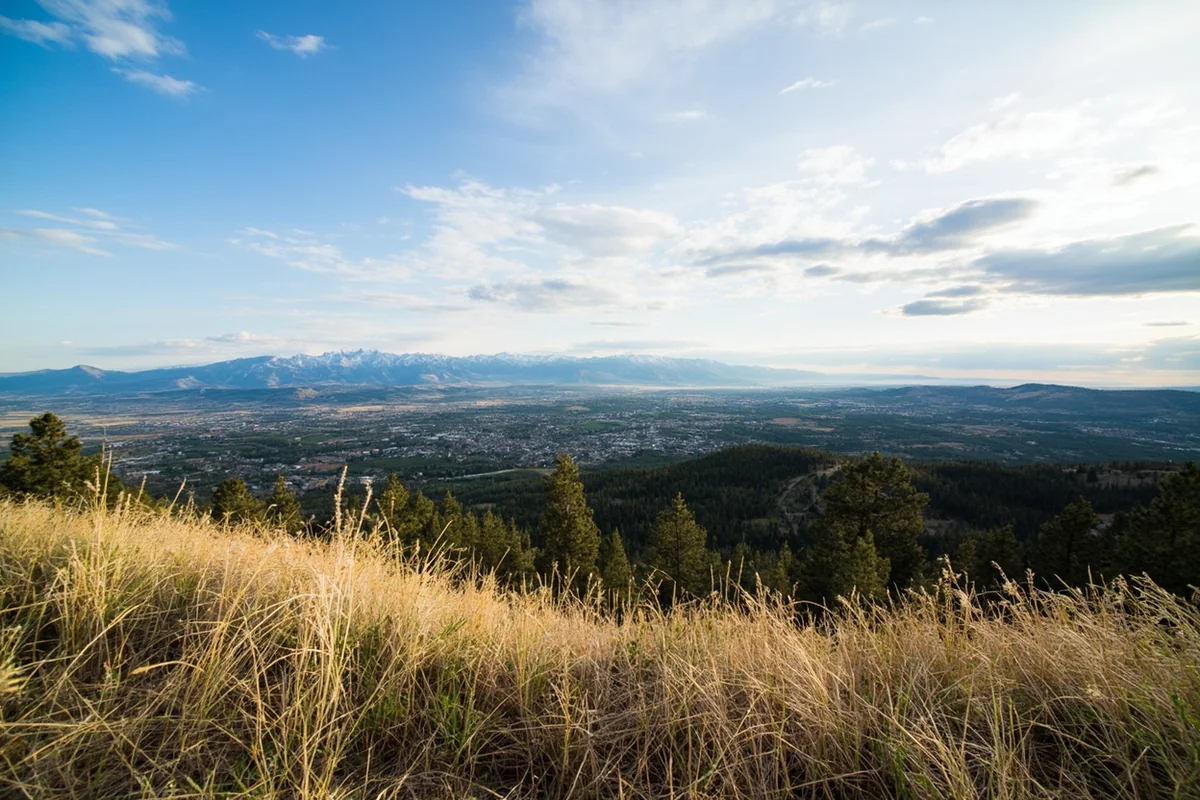 Overview of Hamilton Montana and the surrounding Bitterroot Valley from a hillside viewpoint