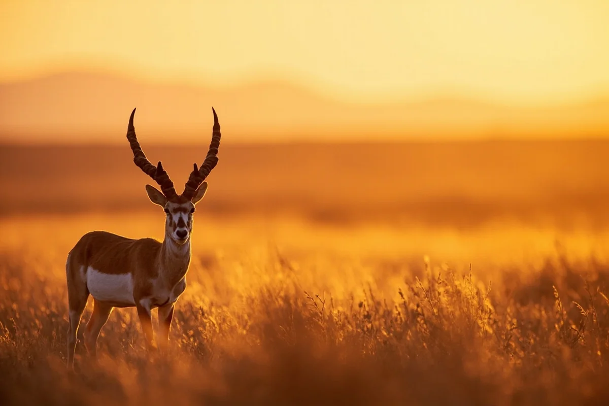 Pronghorn antelope on Garfield County prairie at sunrise