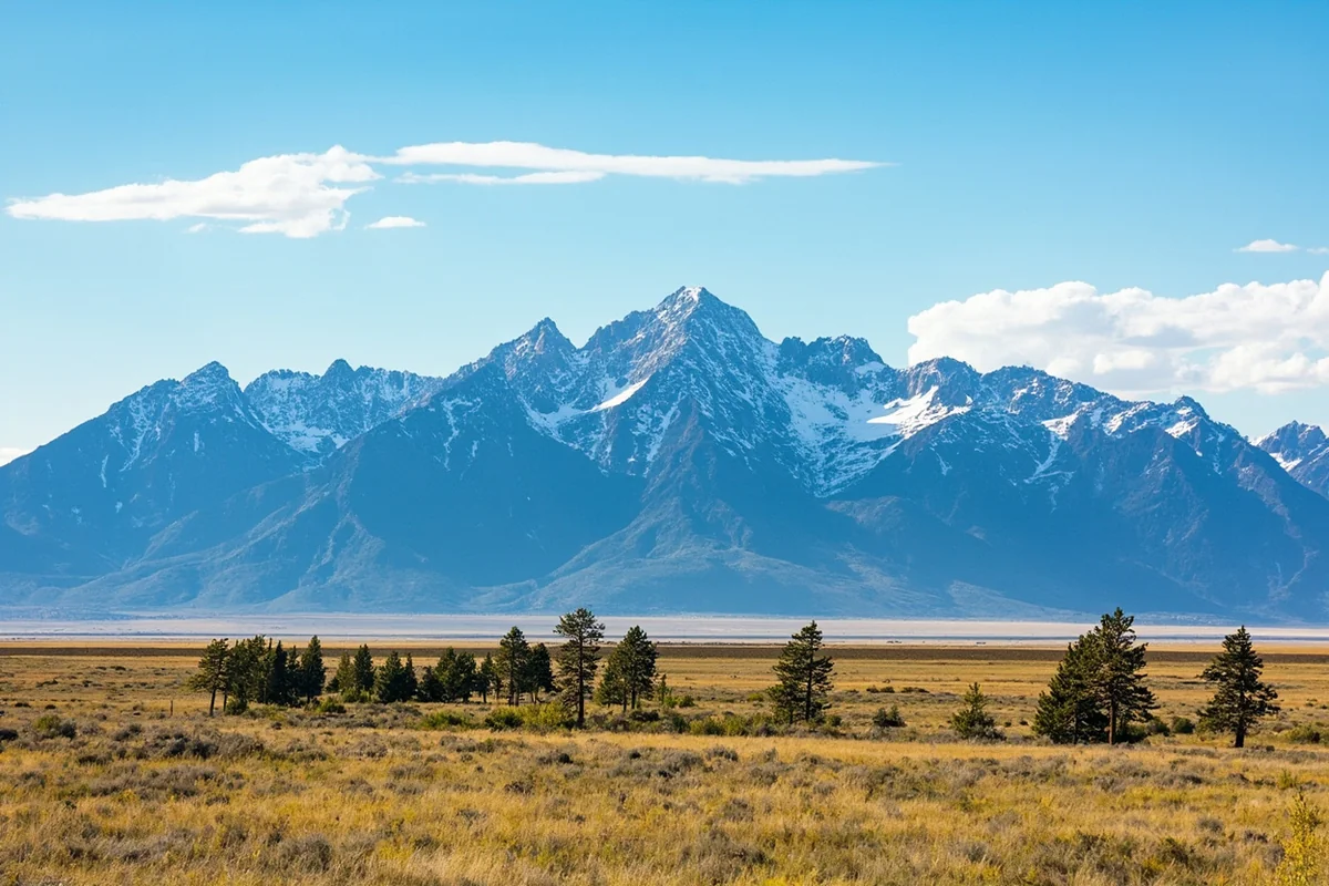 The Crazy Mountains rising dramatically from the Montana plains near Big Timber, with snow-capped peaks in summer